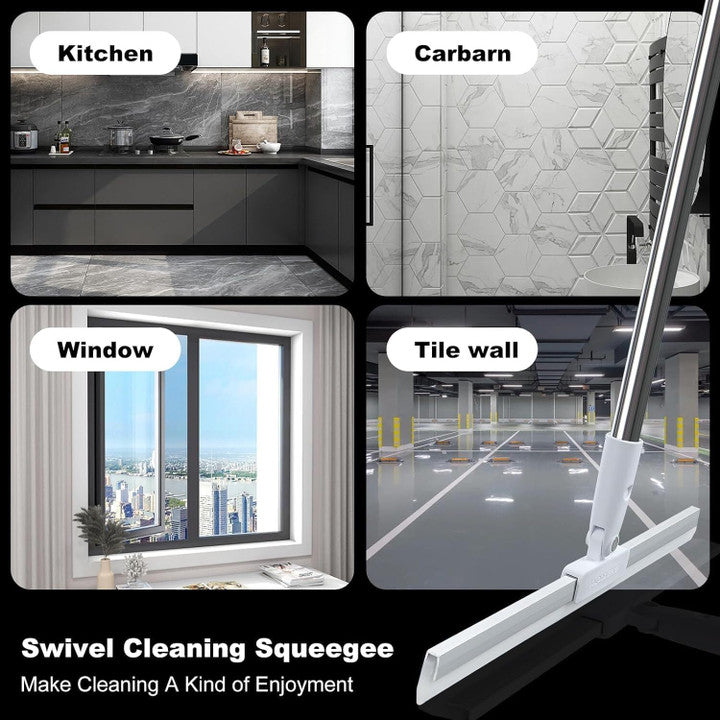 180° Swivel Floor & Glass Cleaning Squeegee with Extendable Handle – Streak-Free Deep Clean